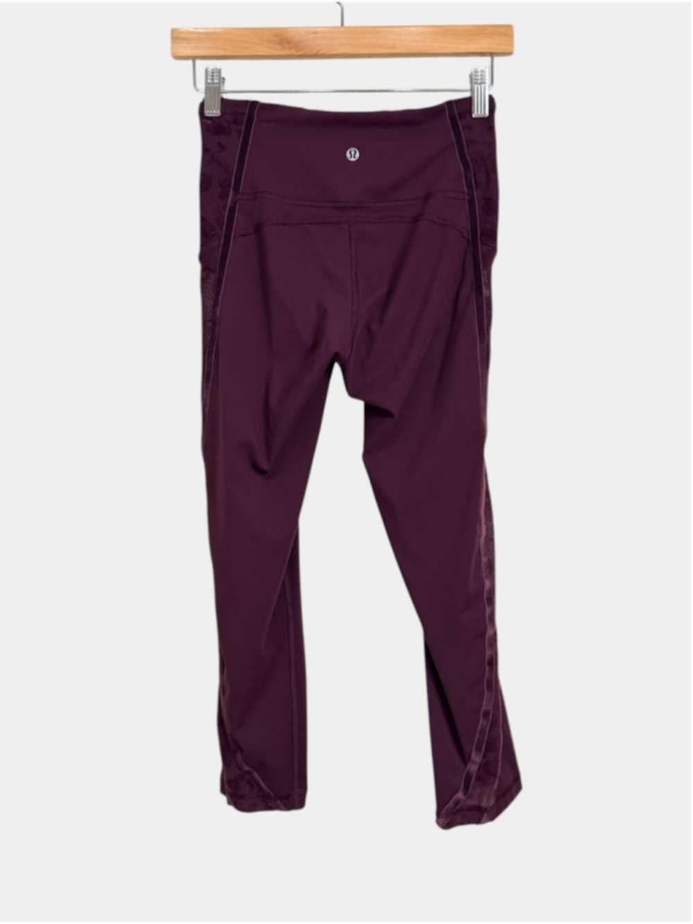 SPECIAL EDITION LULULEMON Wunder Under Crop Maroon Floral Mesh Leggings, Sz 4 - Picture 2 of 15